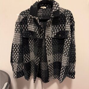 LA MIEL Black and Gray Plaid Utility Jacket